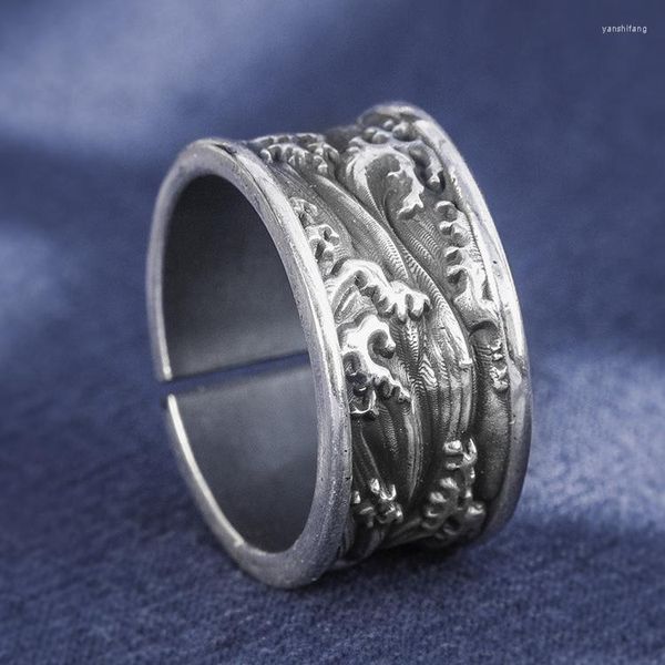 Anillos de racimo antiguo sólido 999 plata esterlina hombres hombres hechos a mano Spindrift Biker anillo joyería regalo A4554