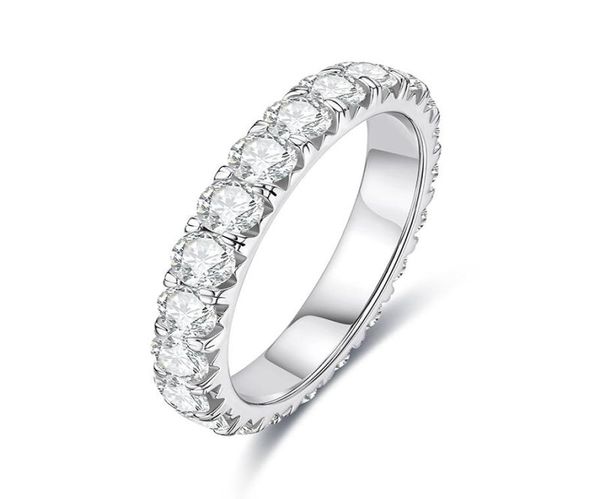 Cluster anneaux ANU 3mm 2-3ctcolor Moisanite Mariage Band Ring 925 Sterling Silver Eternity Engagement pour les femmes8935758