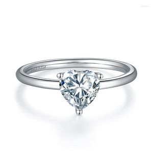 Bagues de grappe AnuJewel 1ct D Couleur Moissanite Coeur Forme Solitaire Plaqué Or 18K Bague de Fiançailles Pour Femmes En Gros