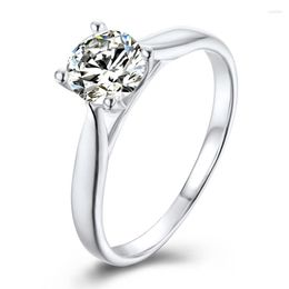 Cluster Ringen ANZIW Vier Gaffel 925 Sterling Zilver Moissanite Diamant 5mm Solitaire Ronde Bruiloft Engagement Vrouwen Jewelry220v