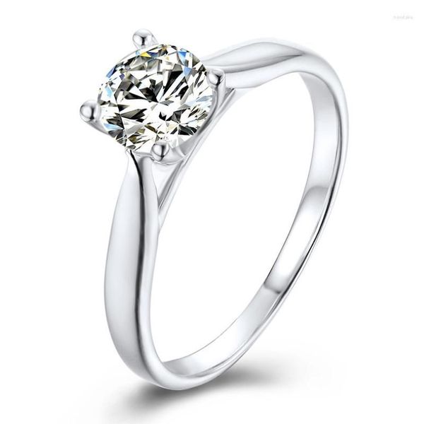 Bagues de cluster Anziw Quatre Prongs 925 Sterling Argent Moissanite Diamant 5mm Solitaire Rond Mariage Fiançailles Femmes Bijoux220v