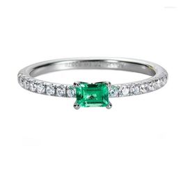 Clusterringen Anziw Vintage 0.2ct Lab Gegroeid Emerald Classic Engagement Ring For Women Sterling Silver Cut edelstenen sieraden geschenken