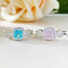 Clusterringen Apaison 5 mm High Carbon Diamond voor vrouwen Verjaardag 925 Sterling Silver Ring Girls Fine Jewelry Bridal Gift