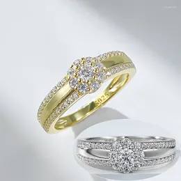Clusterringen Apaison Sparkling High Carbon Diamond 18K Gold Ring For Women Jubileum 925 Sterling Silver Bridal Fine Jewelry Cadeau