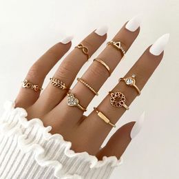 Cluster anneaux Aprilwell vintage coeur coeur pour les femmes charme shinestone esthétique bijoux de mode cadeau copine accessoires en gros