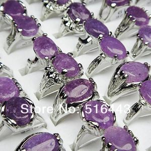 Cluster anneaux Arrivée 20pcs Amethyst Stones Fashion Silver plaqué Femmes Bijoux en gros de bijoux A-022