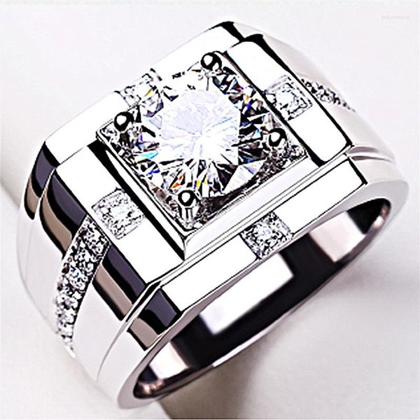 Cluster Anneaux Arrivée Hommes Anneau Réglable Vente De Mode Cristal Croix Carré Motif S925 Argent Pour Petit Ami Anniversaire Cadeau