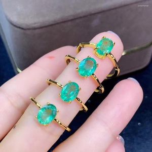 Cluster Ringen Aankomst Natuurlijke Echte Smaragd Ring Edelsteen Bruiloft Verloving Voor Vrouwen Fijne Sieraden Gift Groothandel
