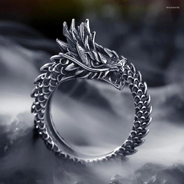 Bagues de cluster Arrivée S925 Bague Mâle 2024 Zodiac Dragon Bijoux Exquis Relief Tridimensionnel Ouverture Animale Pour Hommes Cadeau