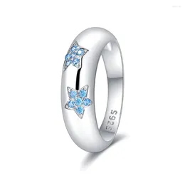 Cluster anneaux artistiques 925 Ring Blue Blue en argent sterling pour les beaux accessoires de bijoux quotidiens pour femmes