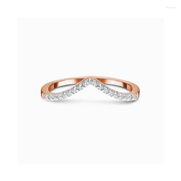 Anillos de racimo AsinLove 925 Sterling Silver Rose Gold Micro Zircon Wave para mujeres y niñas Anillo de citas Boda Joyería de calidad de lujo