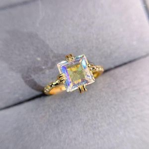 Clusterringen Asscher Cut Mercury Mystic Topaz Ring In 925 Sterling Silver Engagement Wedding Jewelry Gift