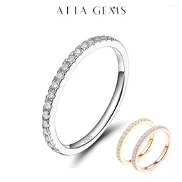 Cluster anneaux Attagems classiques blanc plaqué rond excellent excellent anneau de Moissanite pour filles 925 cocktail en argent sterling bijoux fin