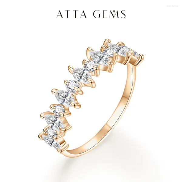 Cluster anneaux Attagems D Color 925 Sterling Silver Moissanite Diamond Ring For Women a réussi la bande de mariage engegamentaire bijoux