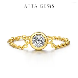 Cluster Rings Attagems Moissanite Ring Round 4,0 mm 10k 14K 18K Real Gold Au585 Chiain voor vrouwen jubileumverkoop Fine Jewelry Cadeau