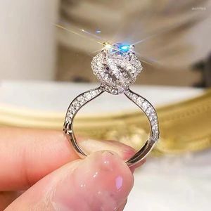 Cluster Rings Au750 Wit Gold Ring Ronde Mosan Diamond D Color VVS Wedding Engagement Anniversary Party Valentijnsschenk