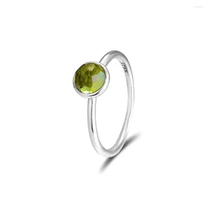 Clusterringen augustus druppel met Peridot 925 sterling zilveren fijne sieraden