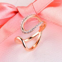 Anneaux de cluster Authentique 925 Sterling Silver Wrapped Open Infinity Bague Engagment Déclaration de mariage Bijoux Mode pour femmes Anillos