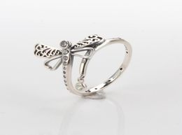 Clusterringen Authentiek 925 Sterling Silver Ring Dreamy Dragonfly Ring Clear CZ Compatibel met Opean Jewelry2912423