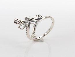Cluster Anneaux Authentiques 925 Ring Sterling Silver Dreamy Dragonfly Ring Clar CZ Compatible avec Opean Jewelry2489399