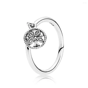 Clusterringen Authentieke 925 Sterling Zilver Bungelende Familieboom Van Leven Modering Voor Vrouwen Cadeau DIY Sieraden