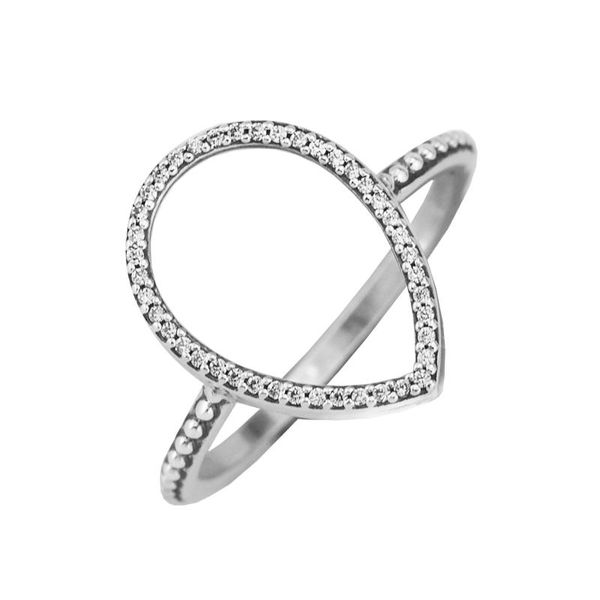 Anillos de racimo Auténtica silueta de lágrima de plata esterlina 925 para mujeres Boda Joyería original Regalo de los amantes de la niña Bague FemmeCluster