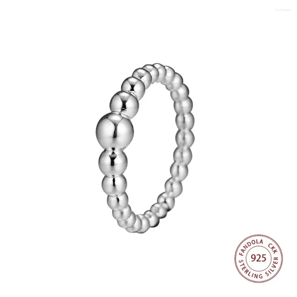 Bagues de cluster Authentique 925 Sterling Silver Chaîne de perles Doigt Décorer pour les femmes Bijoux de fiançailles de mariage Bague Femme Anillos