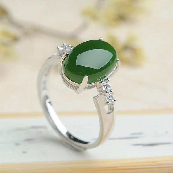 Anillos de clúster Auténticos y Tianyu Ring 925 Silver Jade Elegant Women's con certificado