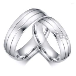 Cluster Ringen BAECYT 2023 Eenvoudig Paar Titanium Staal Bruiloft Zirkonia Dames Heren Sieraden Verjaardag Huwelijk Mode Cadeau