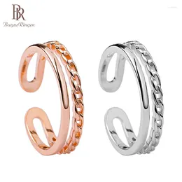 Cluster Ringen Bague Ringen Eenvoudige S925 Ring Voor Vrouwen Zilver 925 Sieraden Dubbellaags Openingslijn Hand Ornament Dagelijkse Accessoires Cadeau