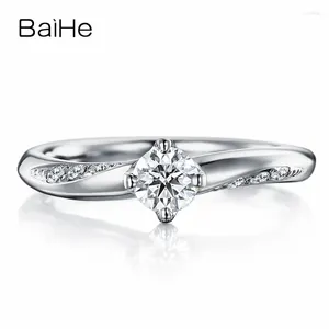 Cluster ringen baihe solide 18k witgoud 0,20ct fg/si ronde natuurlijke diamant ring mannen vrouwen verloving trendy fijne sieraden maken anel