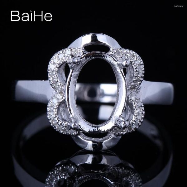 Bagues Cluster BAIHE Argent Sterling 925 Environ 9x7mm Ovale Aucune Pierre Principale Cadeau De Mariage Femmes Classique À La Mode Fine Jewelry Semi Mount Ring