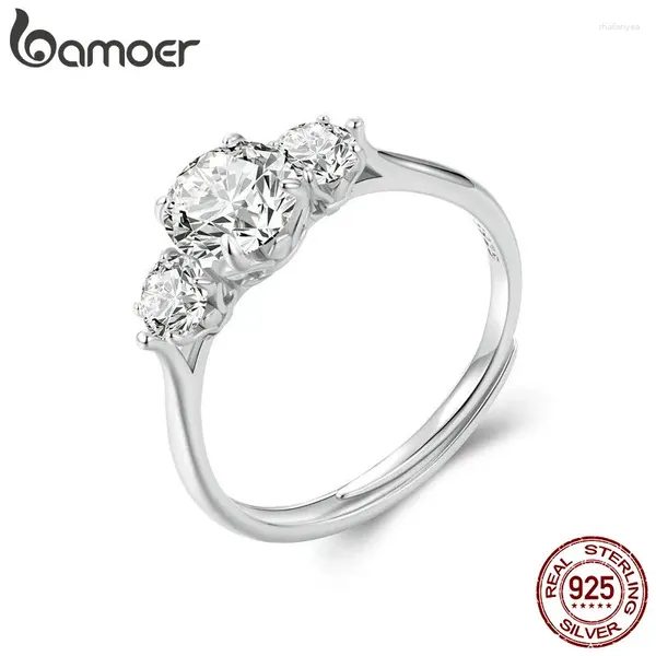 Anneaux de cluster Bamoer 1.6cttw Round Moisanite Ring pour les femmes Gold White Glated D Color Vvs1 Lab Diamond 925 Engagement en argent sterling