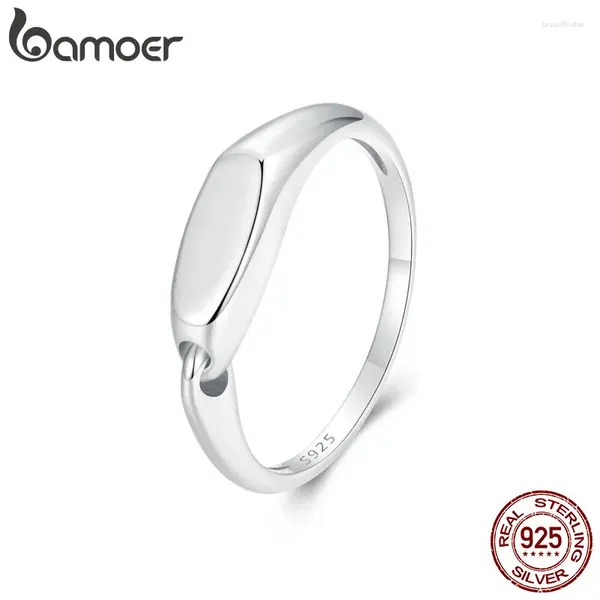 Cluster anneaux Bamoer 925 STERLING Silver Minimalist Entrloaded Ring Love Simple Band for Women Saint Valentin's Fine bijoux Gift