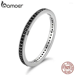 Cluster anneaux Bamoer Authentic 925 Sterling Silver Dazzling CZ empilable pour les femmes bijoux de mariage Mother Gift SCR114