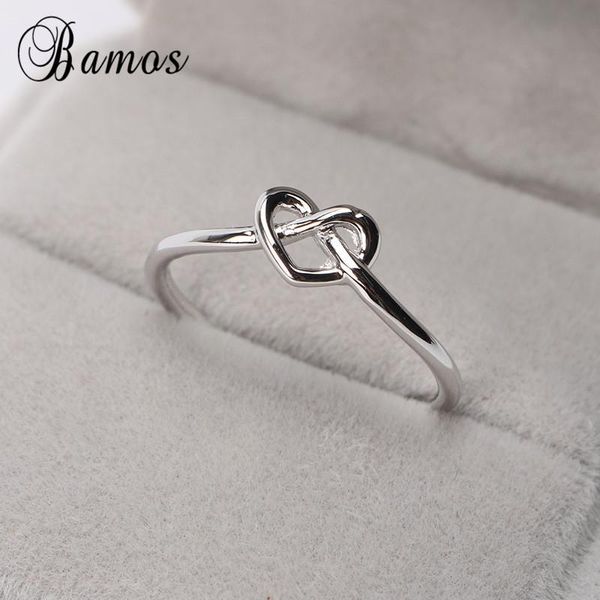 Anillos de racimo Bamos corazón/estrella/infinito/letra/arco anillo abierto Simple ajustable Midi para mujer joyería de Color plateado