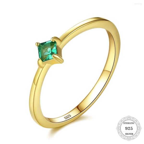 Anillos de racimo Banda Anillo de gema verde 18K Estilo de marca Glam Moda Buena joyería para mujeres 2023 Regalo en plata de ley 925