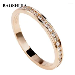 Cluster Anneaux Baoshijia Solide 18K blanc / rose Gol Natural Diamond Ring Women Arabed Bijoux Exquiste Art Deco Antique
