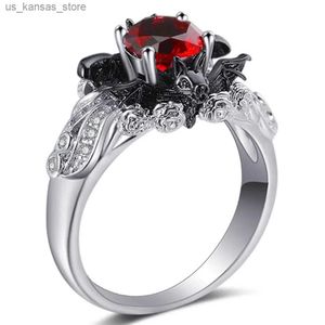 Cluster ringen vleermuis Black Ring Halloween Wedding Accessories Crystal Zirkon Skull Fashion Womens Jewelry240408