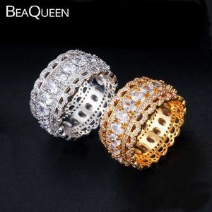 Cluster Rings Beaqueeen Sparkling Oval AAA Cubic Zirconia Rand Dames All Finger Ring In Yellow Gold Dubai Wedding Band Sieraden R087 L240402