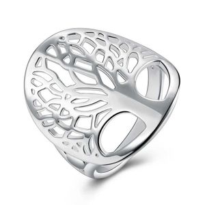 Cluster Rings Mooi 925 Sterling Silver Tree of Life Ring Hollow Fashion Noble Women Lady Design Gift Men unisex schattig H240504