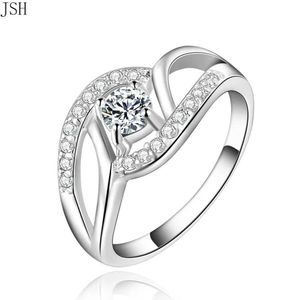 Clusterringen Mooi retre 925 Sterling Silver Ring CZ Zirkon Crystal Cute Noble Pretty Mode Wedding Women Lady Jewelry H240504