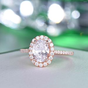 Cluster Rings Befound 3 Moissanite Oval Cut Wedding Band Certifié Eternity Luxury Femme Bijoux Accessoires Womens 14k Rose Gold