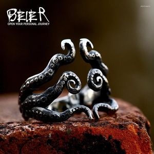 Anneaux de cluster Beier 2024 Conception unique Octopus Beard Bague Forme spéciale Hommes en acier inoxydable Punk Biker Bijoux en gros