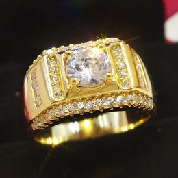 Anillos de racimo Gran anillo de plata esterlina 925 Compromiso para hombres Regalo de niño Lujo 18K Oro 2CT Diamante Joyería fina Tamaño 8 9 10 11 12Cluster
