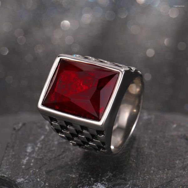 Anillos de racimo grandes antiguos cristales de piedra de rubí rojo mujeres hombres Cool Punk misterio apertura dedo joyería