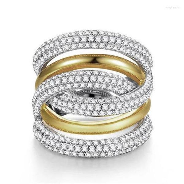 Anillos de racimo Cruz grande Micro Pave Lab Diamante Cz Anillo 10k Oro Plata Compromiso Boda Banda para mujer Joyería de aniversario nupcial