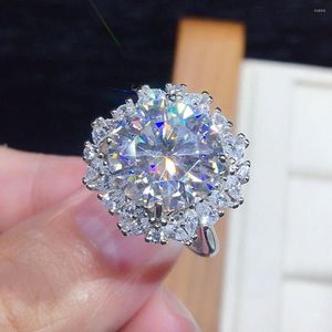 Cluster ringen grote luxe 5 s bling crystal zirkon diamanten edelstenen voor vrouwen pt950 witgoud zilveren kleur fijne sieraden bijoux
