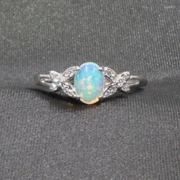 Clusterringen Grote verkoop Low to Earth Natural Opal edelstenen Ring voor vrouwen Real 925 Silver Gem Verjaardagsfeestje Geschenk 4 mm -maat ovaal