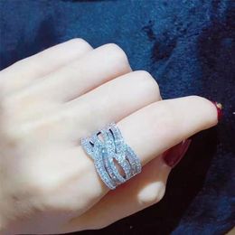 Cluster ringen grote zirkon steen zilveren kleur ronde band voor vrouwen mode sieraden bruiloft verlovingsring 925 setcluster